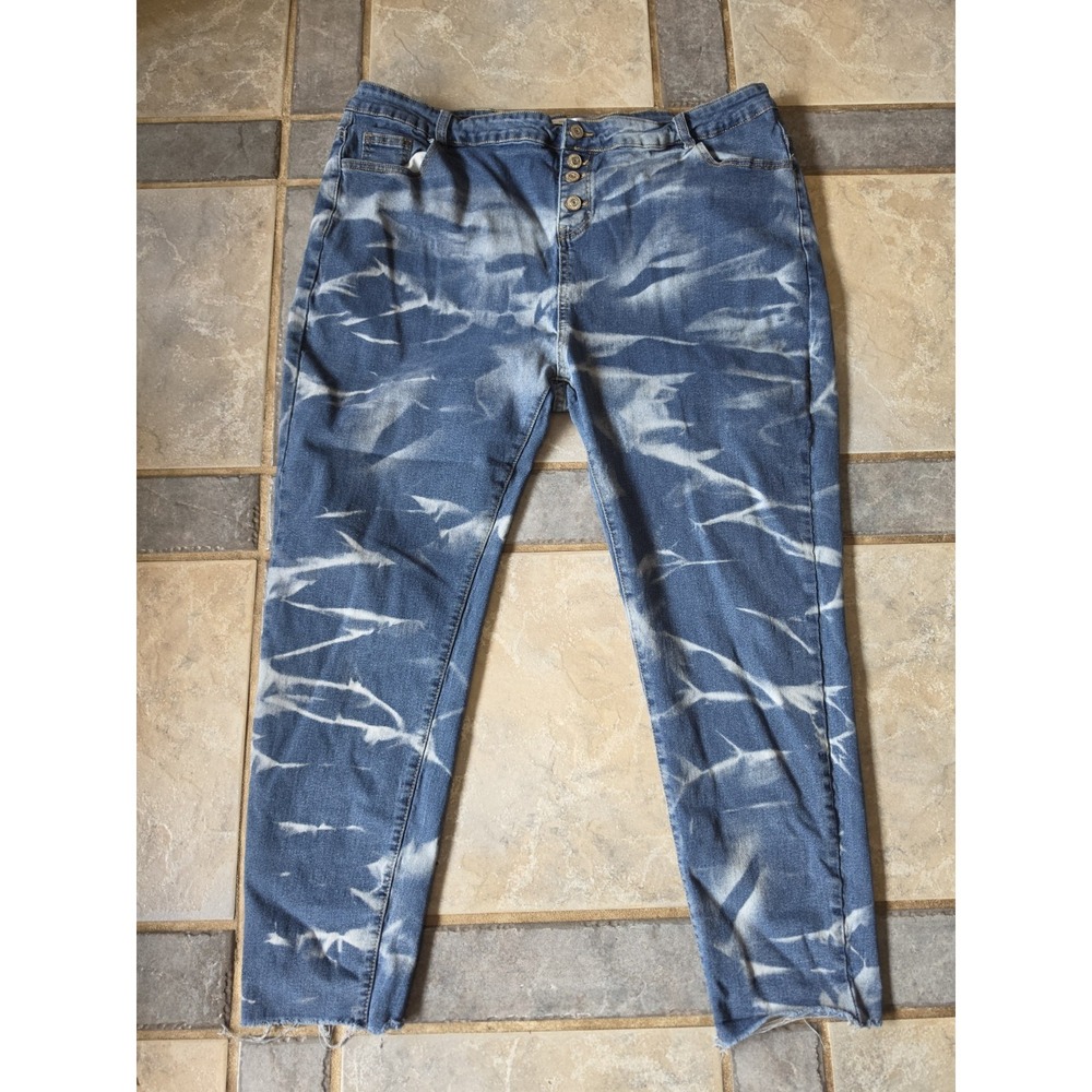 Y2k Rosegal Women's Skinny Stretch Distressed Hem Blue Denim Jeans Pockets Sz 5x